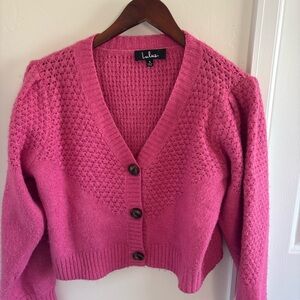 Lulu's Vibrant Pink Button-Up Cardigan